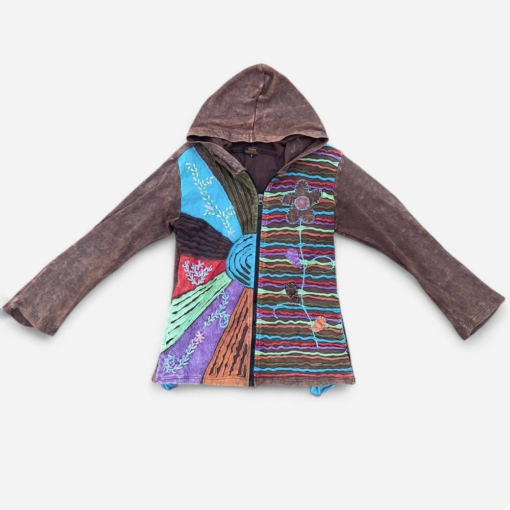 Rising Vintage Rainbow Boho Patchwork Sweater